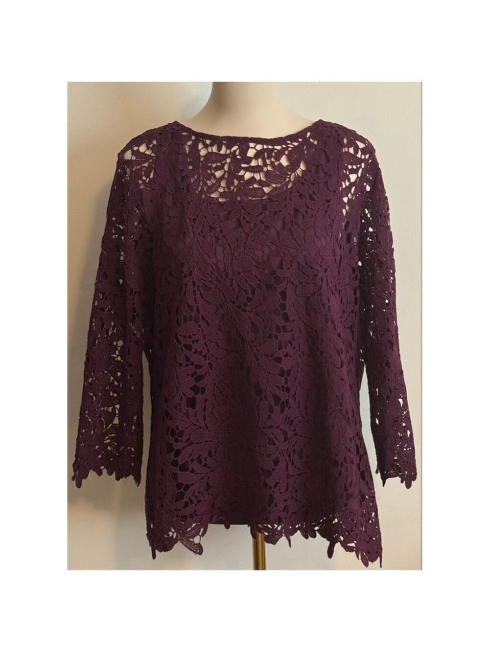 Women's Draper's & Damon's Plum Lace Blouse XL